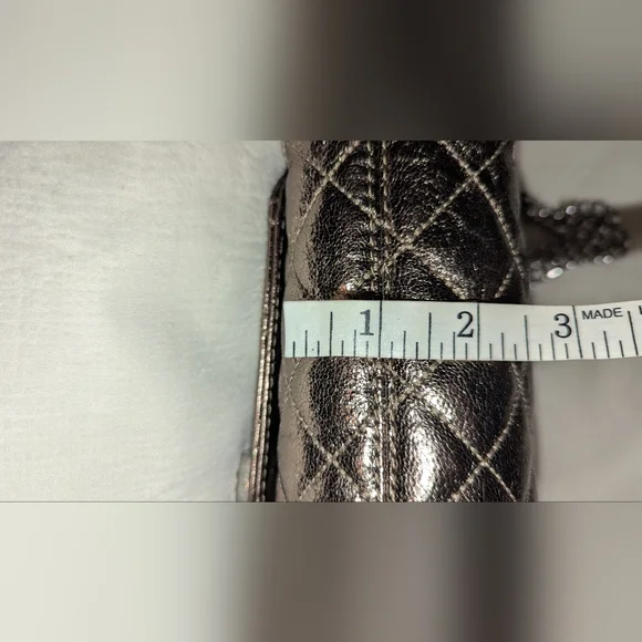 MICHAEL Michael Kors Nickel Foil Quilted Leather Vivianne Flap Shoulder Bag VGUC